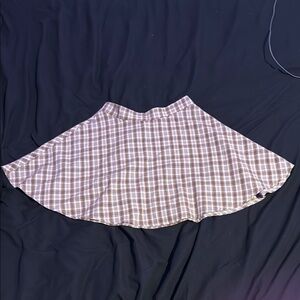 SHEIN Checkered Skater Skirt in Brown and White